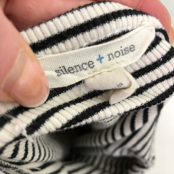 Silence + Noise Ivory Black Striped Stretch Harness Backless Night Out Dress M - Picture 9 of 16